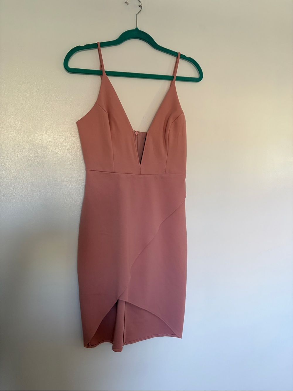 Lulu's Dusty Rose Spaghetti Strap V-Neck Mini Dress